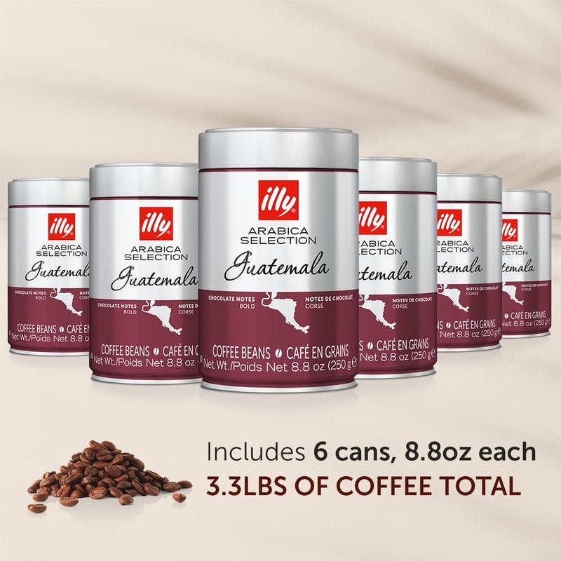 Illy Whole Bean Coffee, Guatemala Dark Roast - Notes of Rich Chocolate and Intense Body - 100% Arabica - Whole Beans - Pressurized Packaging Sealed for Freshness - 8.8oz Can (Pack of 6) - Image 2